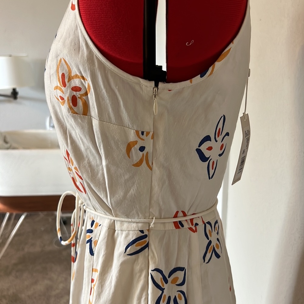 ✨NEW✨ Rebecca Taylor Flame Fleur Linen-Blend Midi-Dress - Size 4 - Picture 13 of 14